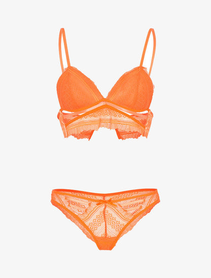 Ensemble bustier à lanières et broderies - orange - 3