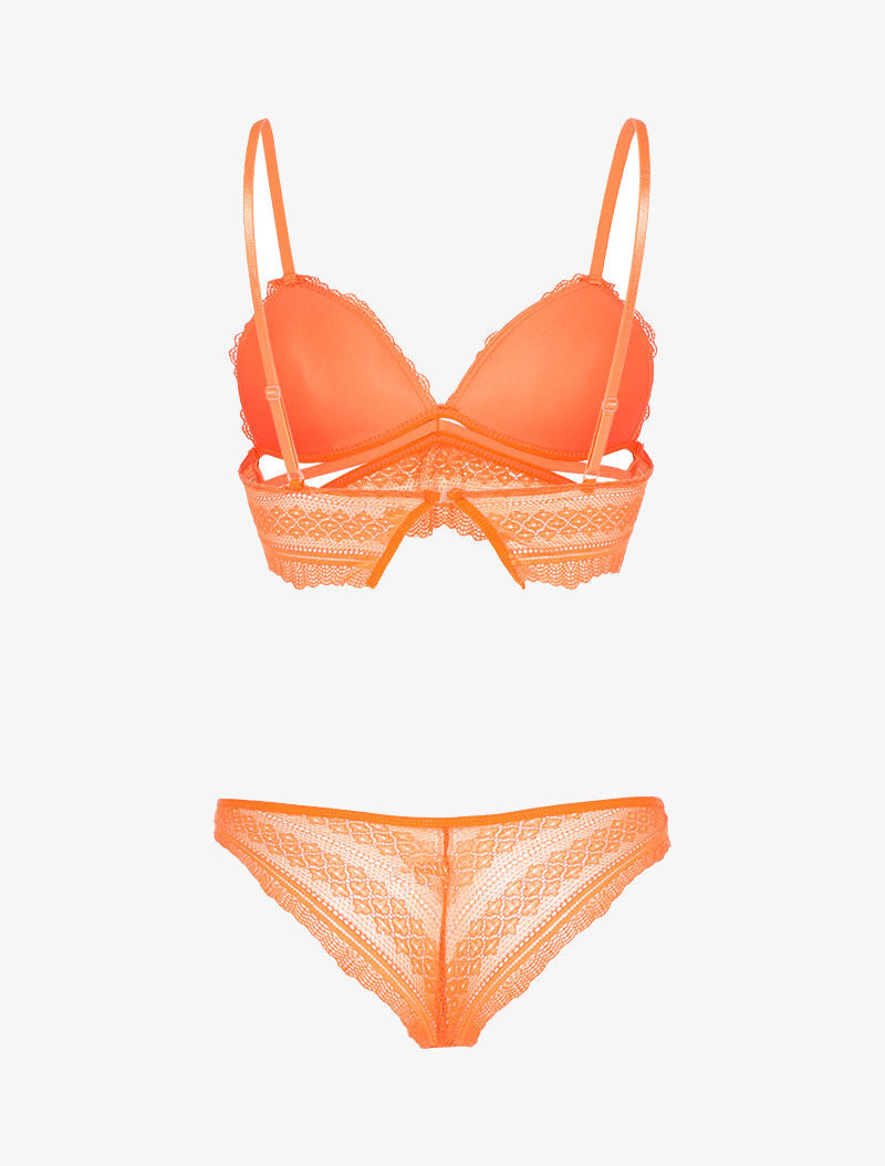 Ensemble bustier à lanières et broderies - orange - 2