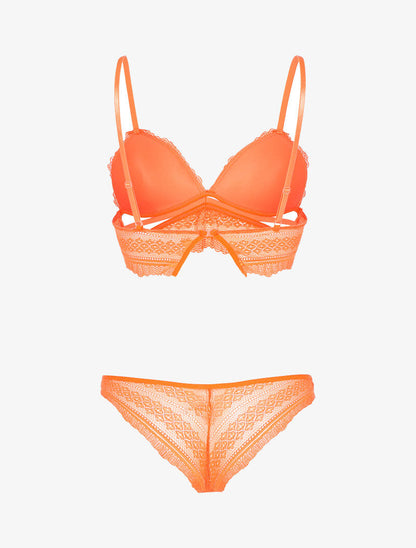 Ensemble bustier à lanières et broderies - orange - 2