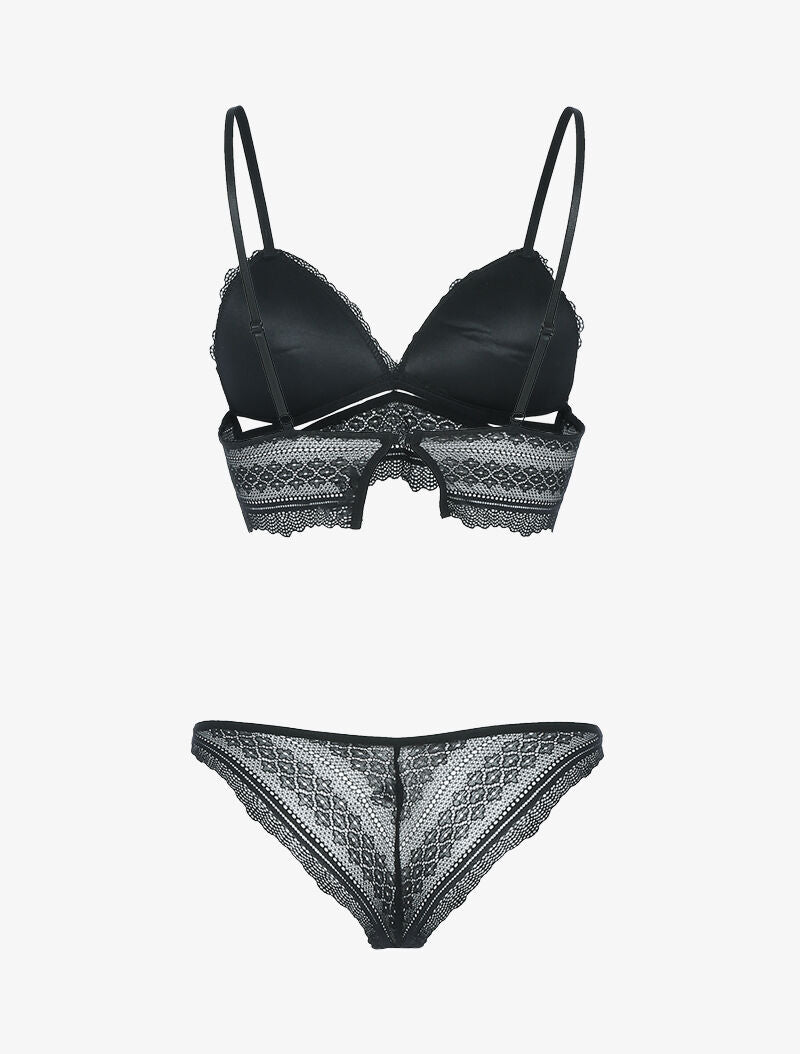 Ensemble bustier à lanières et broderies - noir - 2
