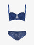 Ensemble bustier en dentelle festonnée et lanières - marine - 1