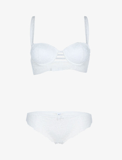 Ensemble bustier en dentelle festonnée et lanières - ecru - 3