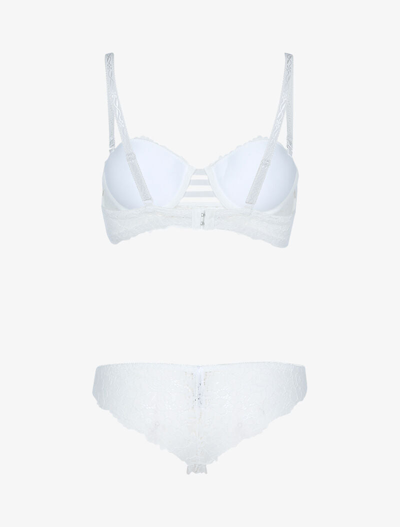 Ensemble bustier en dentelle festonnée et lanières - ecru - 2
