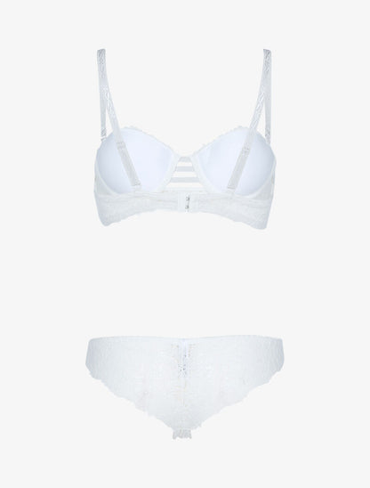 Ensemble bustier en dentelle festonnée et lanières - ecru - 2