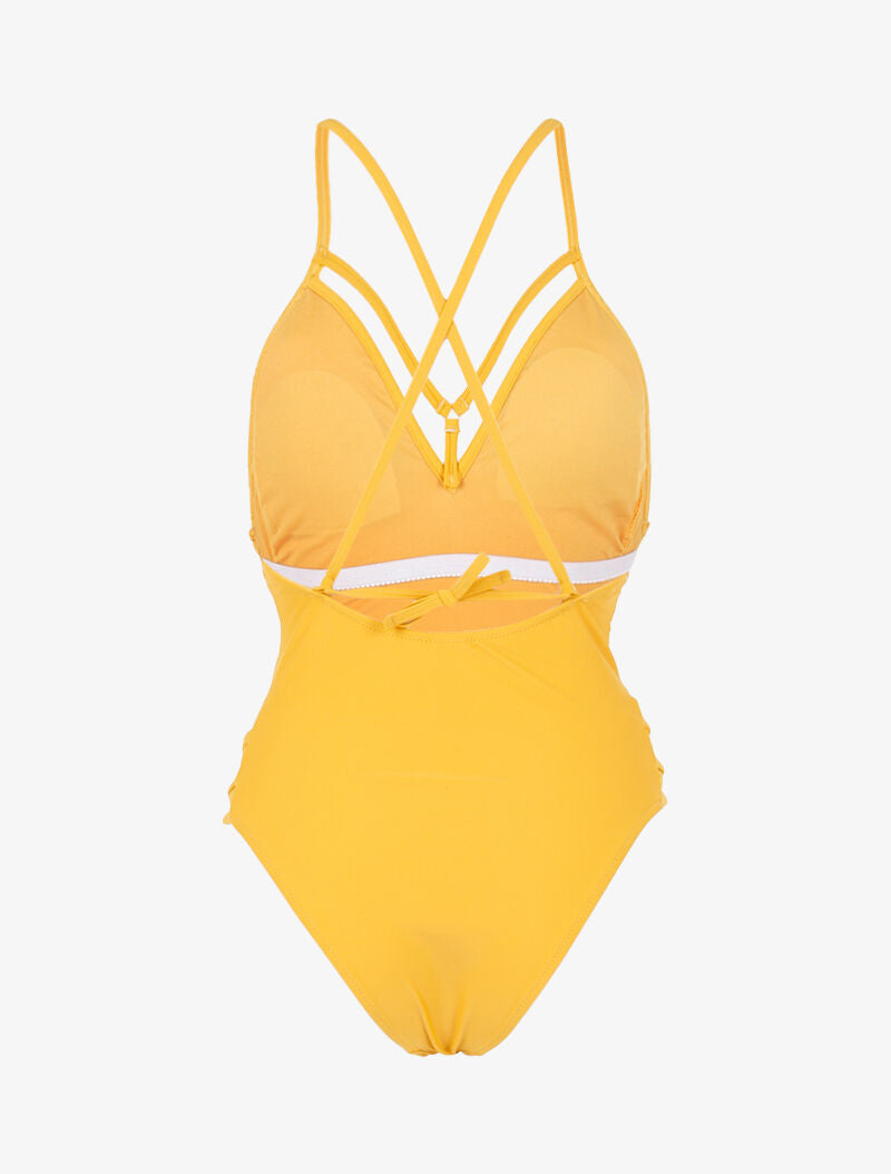 Monokini à lanières croisées - jaune - 2