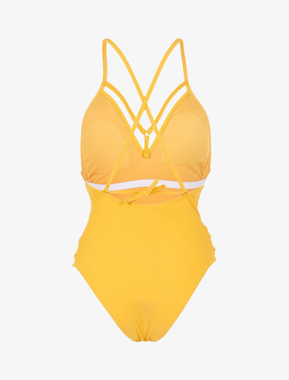 Monokini à lanières croisées - jaune - 2