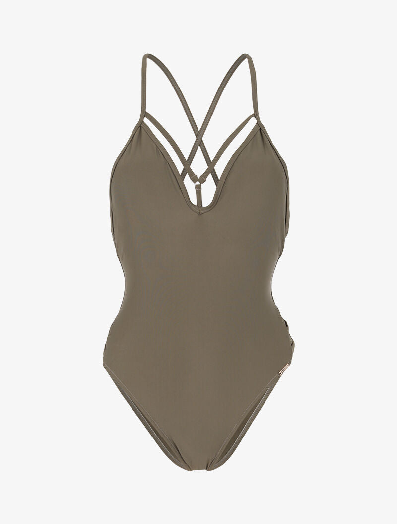 Monokini à lanières croisées - kaki - 1