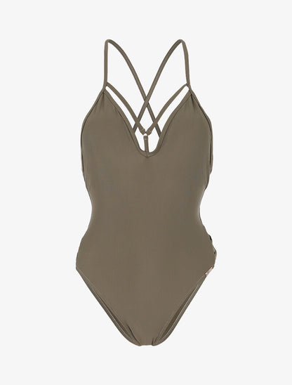 Monokini à lanières croisées - kaki - 1
