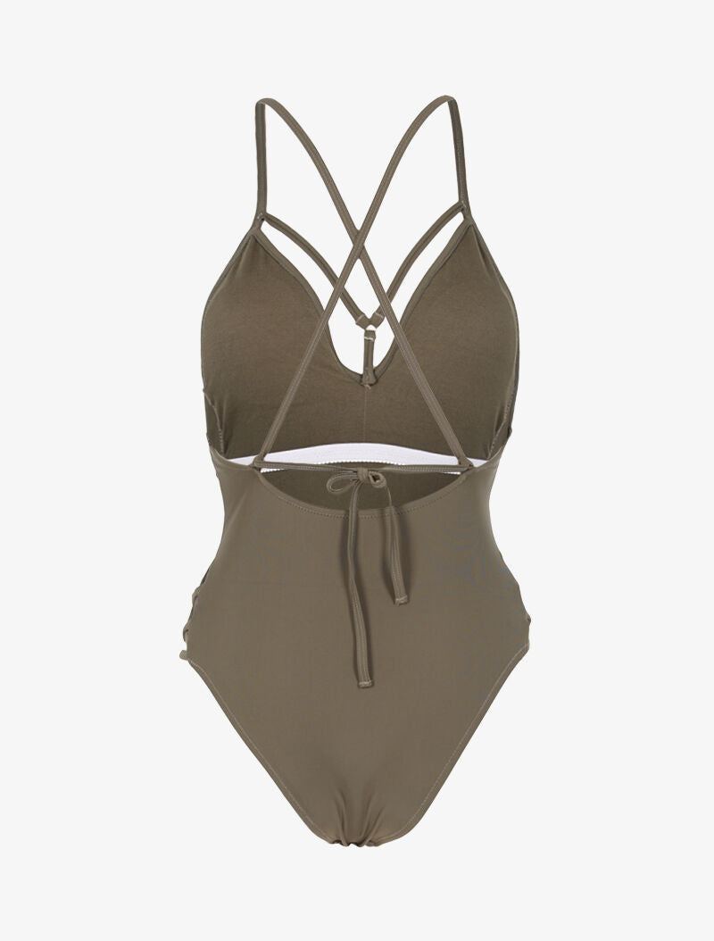 Monokini à lanières croisées - kaki - 2