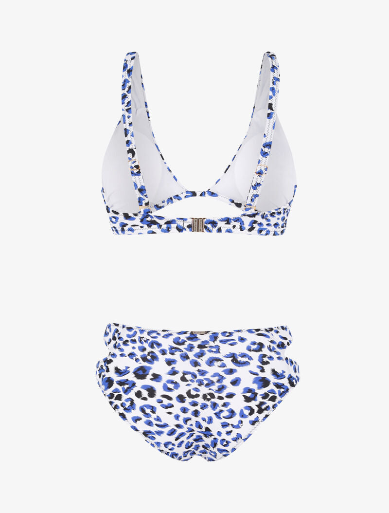 Bikini à imprimé léopard et découpes - bleu - 2