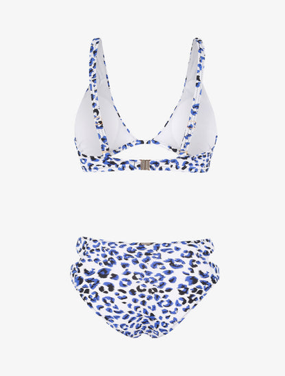 Bikini à imprimé léopard et découpes - bleu - 2