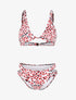 Bikini à imprimé léopard et découpes - rouge - 1