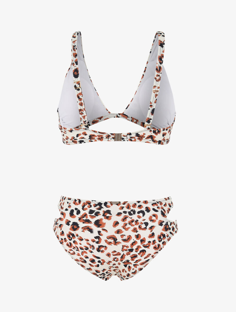 Bikini à imprimé léopard et découpes - camel - 2