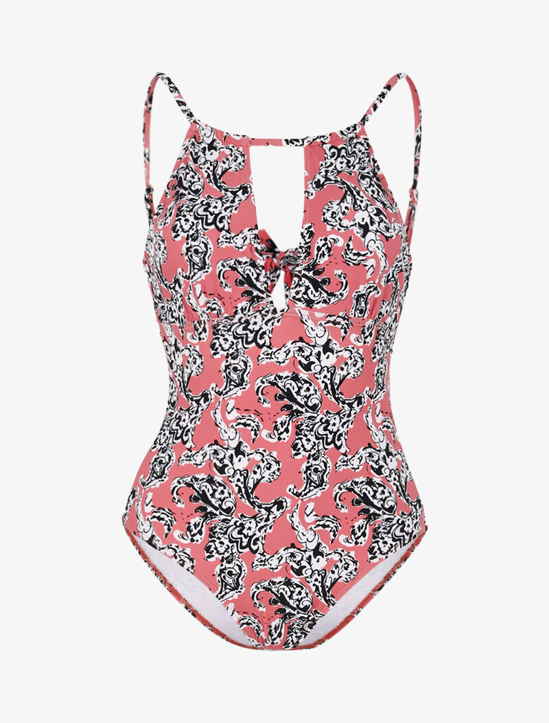 Monokini à imprimé baroque stylisé - rose foncé - 1