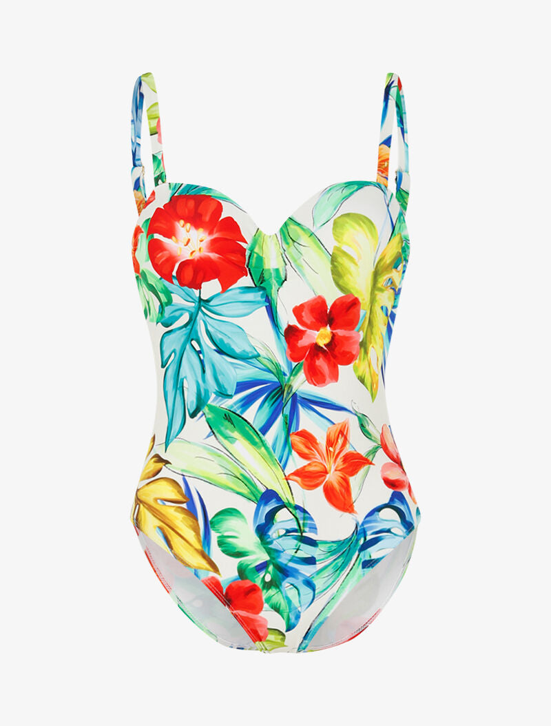 Monokini à imprimé tropical - ecru - 3