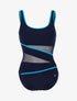 Monokini à détails résille et bandes contrastantes - marine/bleu - 1