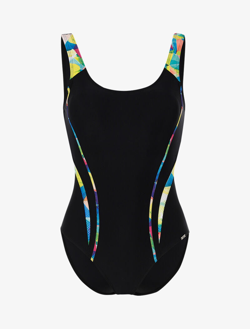 Monokini à découpes colorées - noir - 1