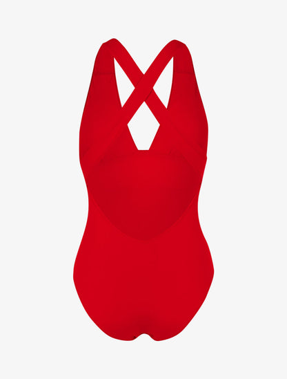 Monokini à décolleté profond - rouge - 2