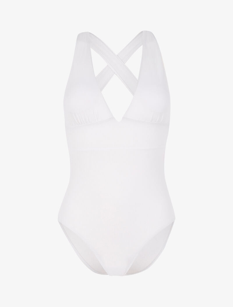 Monokini à décolleté profond - blanc - 1