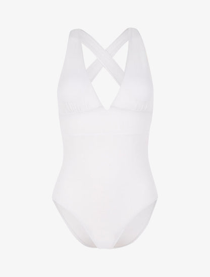 Monokini à décolleté profond - blanc - 1
