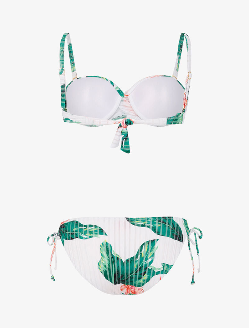Bikini texturé à imprimé tropical - blanc - 2
