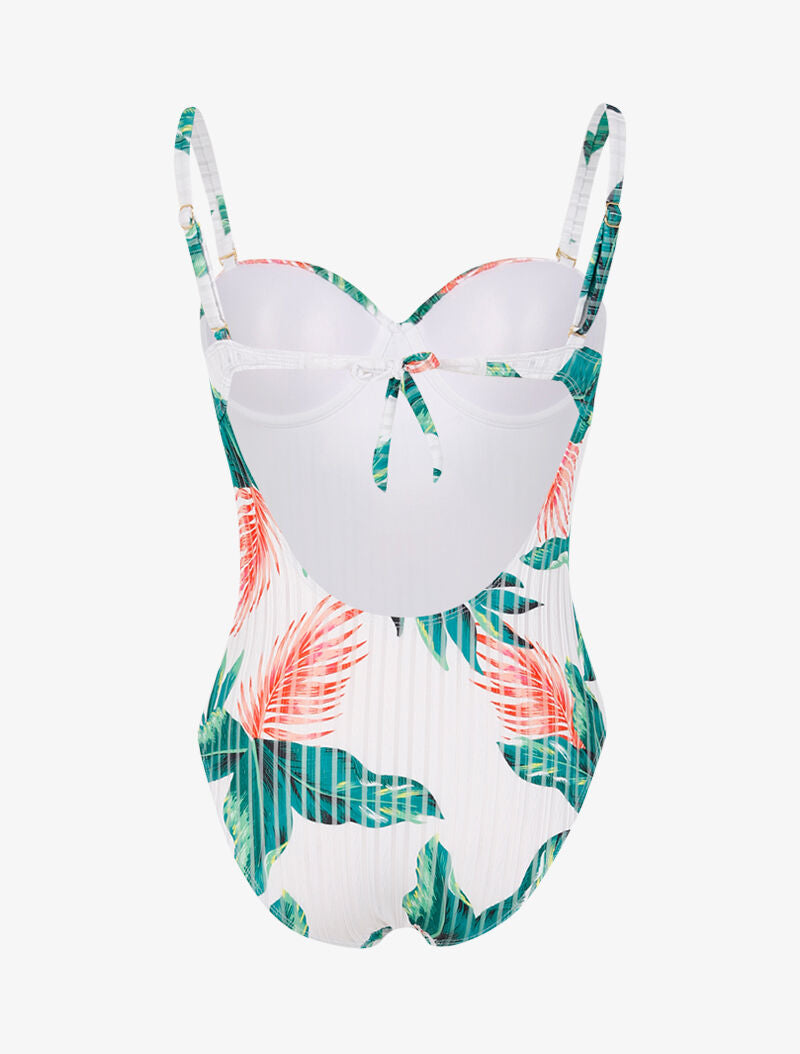 Monokini texturé à imprimé tropical - blanc - 2