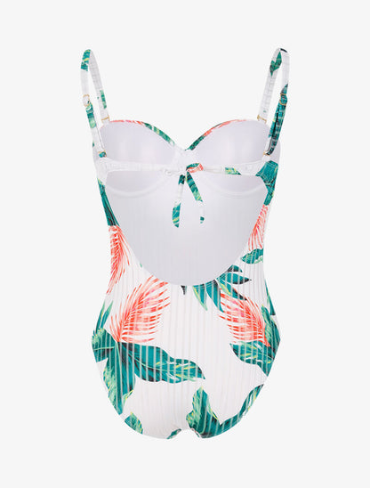 Monokini texturé à imprimé tropical - blanc - 2
