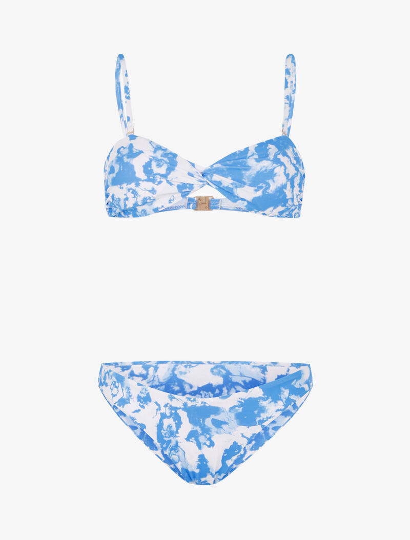 Bikini à imprimé délavé - bleu - 3