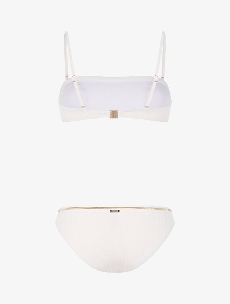 Bikini côtelé à liserés contrastants - écru/or - 2