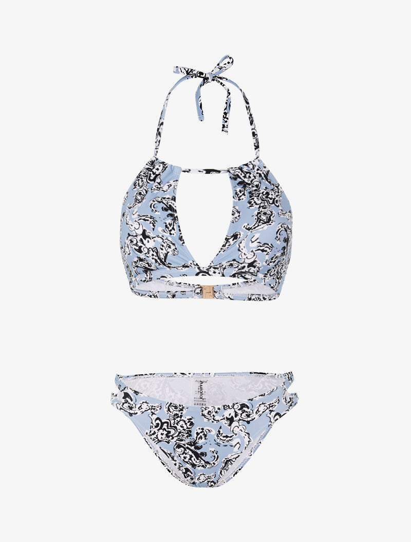 Bikini à brassière fendue - bleu charrette - 1
