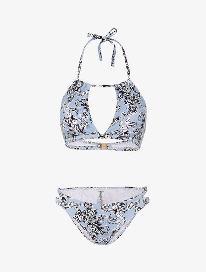 Bikini à brassière fendue - bleu charrette - 1