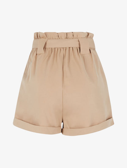 Short taille haute paper bag - beige foncé - 2