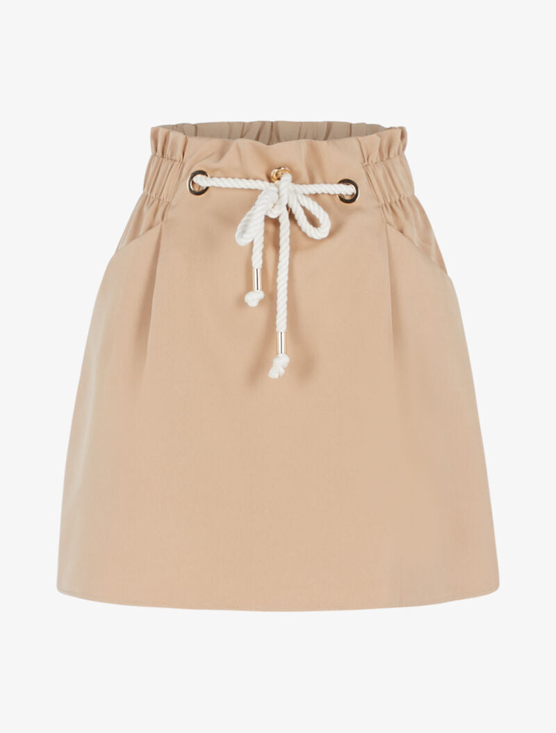 Jupe unie à cordon décoratif - beige - 1