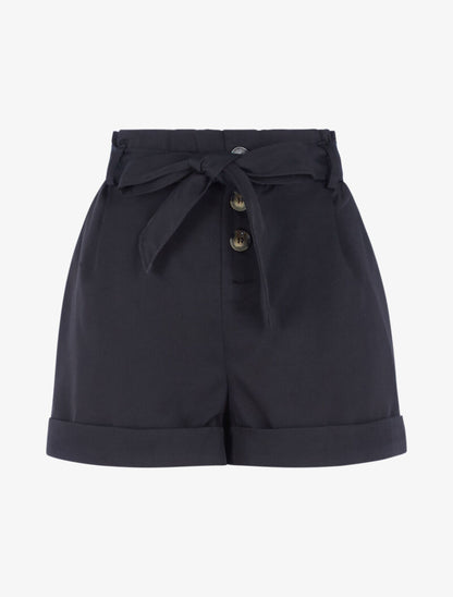 Short taille haute à ourlets - noir - 1