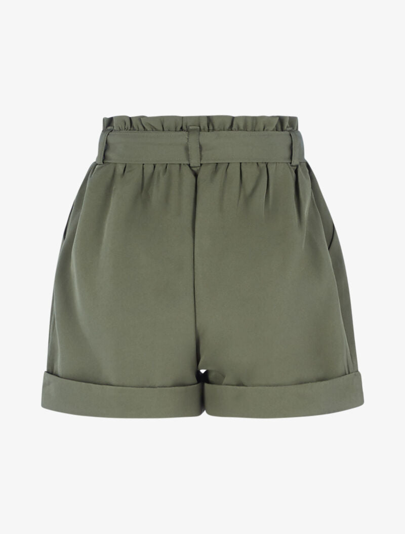Short taille haute à ourlets - kaki - 2