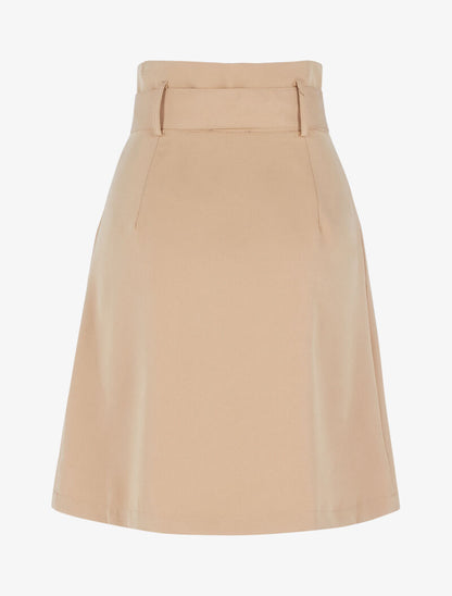 Jupe unie coupe trapèze taille haute - beige foncé - 2