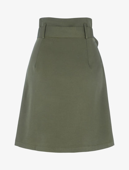 Jupe unie coupe trapèze taille haute - kaki - 2