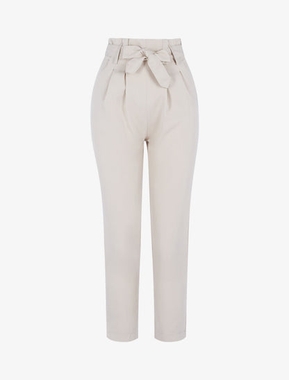 Pantalon taille haute à plis permanents - beige - 1