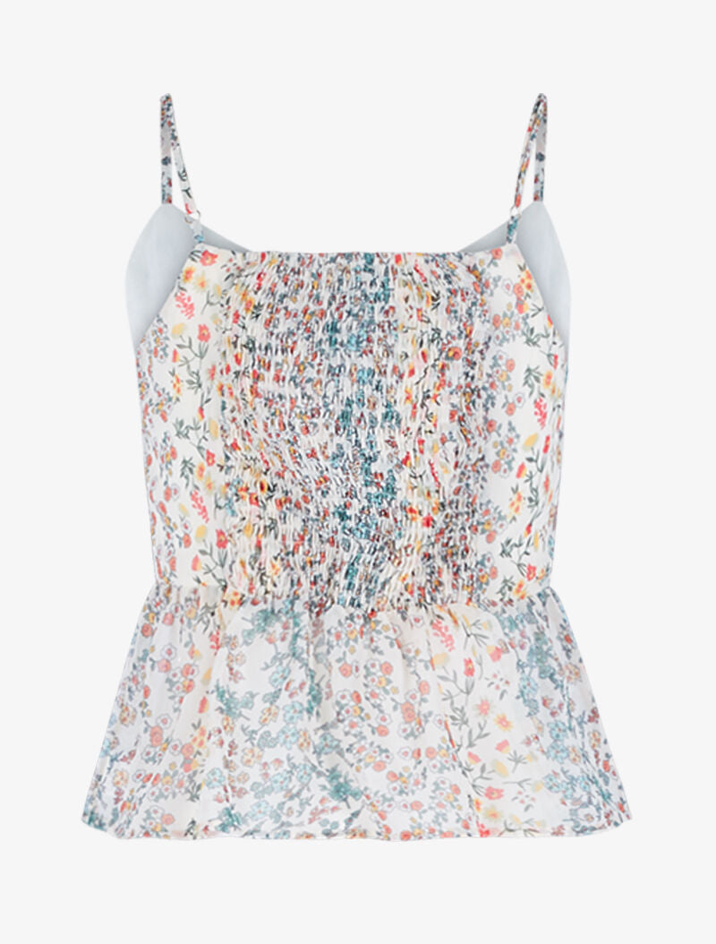 Débardeur court en voile imprimé - beige - 2