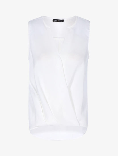 Blouse cache-coeur satiné à dos long - blanc - 3