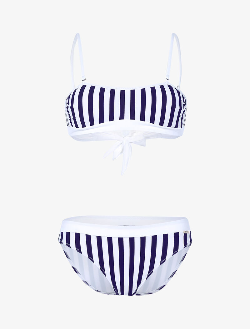 Bikini bandeau imprimé marinière - marine/blanc - 3