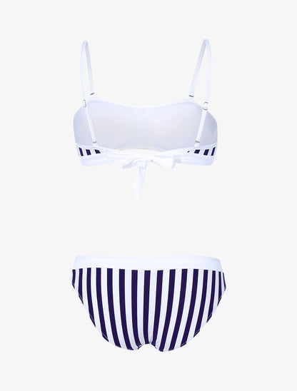 Bikini bandeau imprimé marinière - marine/blanc - 2