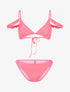 Bikini à double bretelles volantées - rose - 1