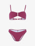 Bikini lamé à armature dorée - rouge - 3
