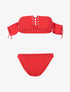 Bikini côtelé à corsage et tanga ajouré - rouge - 1