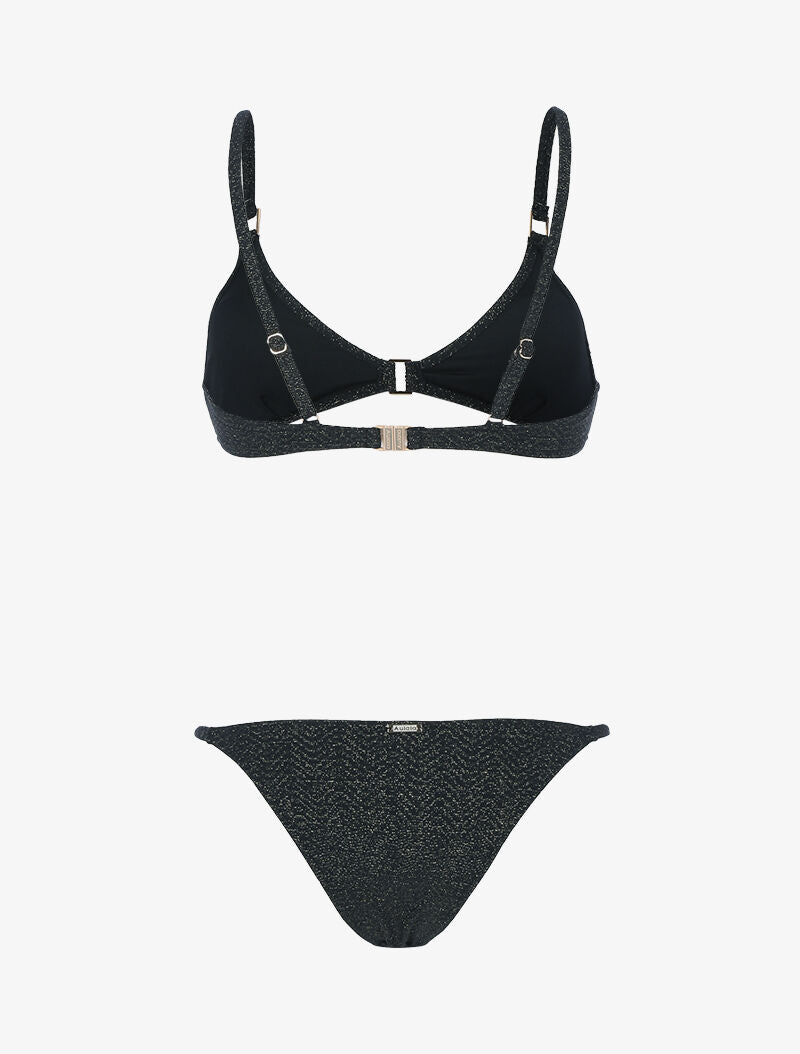 Bikini triangle texturé et pailleté - noir - 2