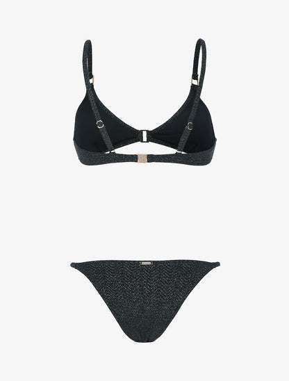 Bikini triangle texturé et pailleté - noir - 2