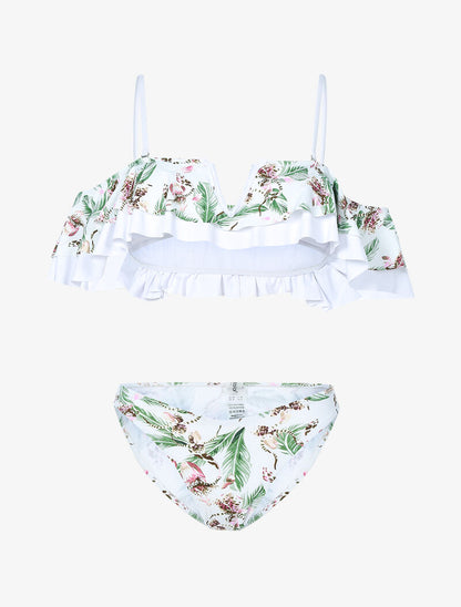 Bikini volanté imprimé jungle - blanc - 1