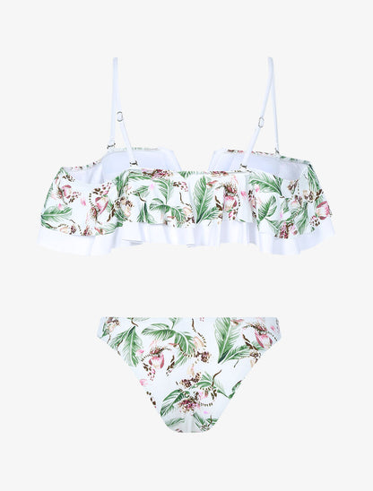 Bikini volanté imprimé jungle - blanc - 2