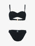Bikini à balconnet à doublure ajourée graphique - noir - 1